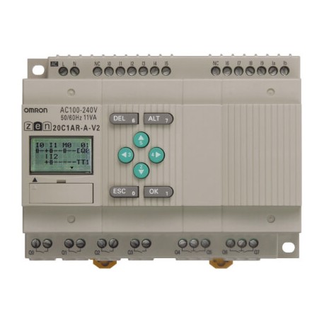 Omron ZEN-20C1DT-D-V2 ZEN20C1DTDV2,1 OMRON CPU 12/8 Ent. DC Salt. TRT LCD RTC 24DC